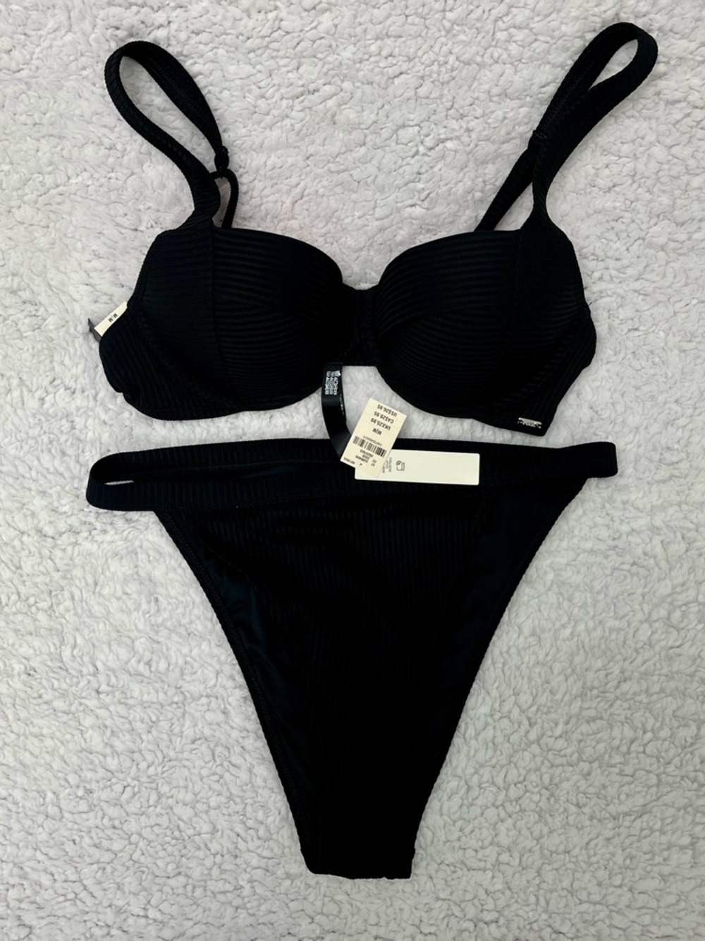 PINK Victoria’s Secret Ribbed Black 2 Piece Bikini
